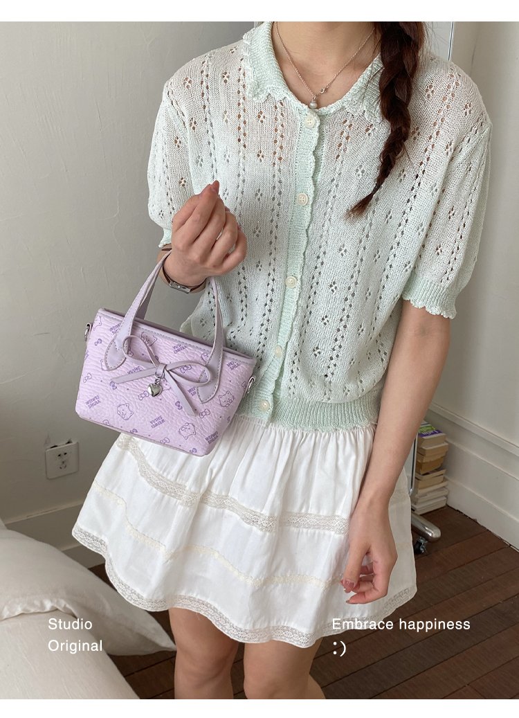 Women's PU Leather Bow Textured Top Handle Crossbody Bag detail 31