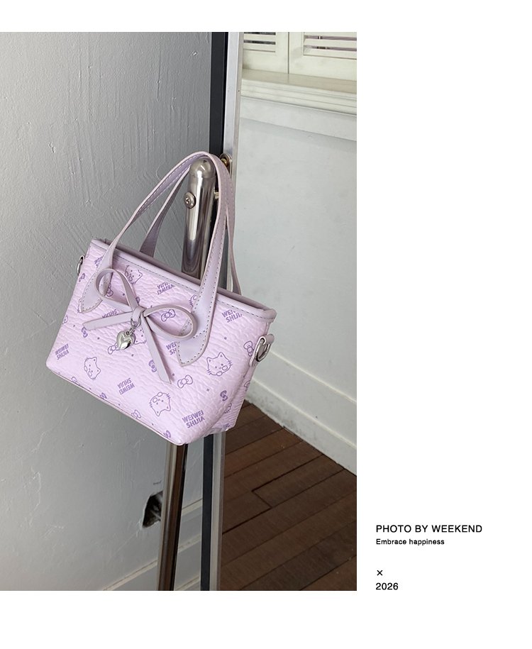 Women's PU Leather Bow Textured Top Handle Crossbody Bag detail 34