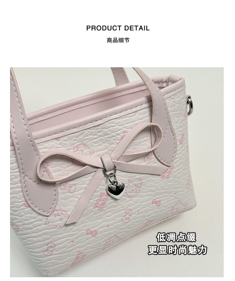 Women's PU Leather Bow Textured Top Handle Crossbody Bag detail 6