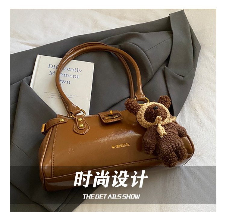 Women's PU Leather Buckle Barrel Bag detail 12