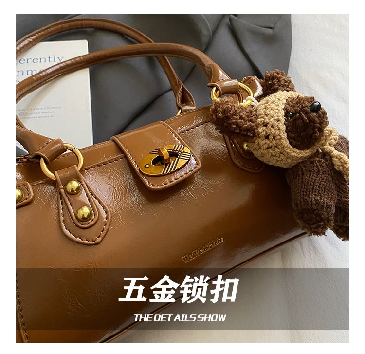 Women's PU Leather Buckle Barrel Bag detail 14