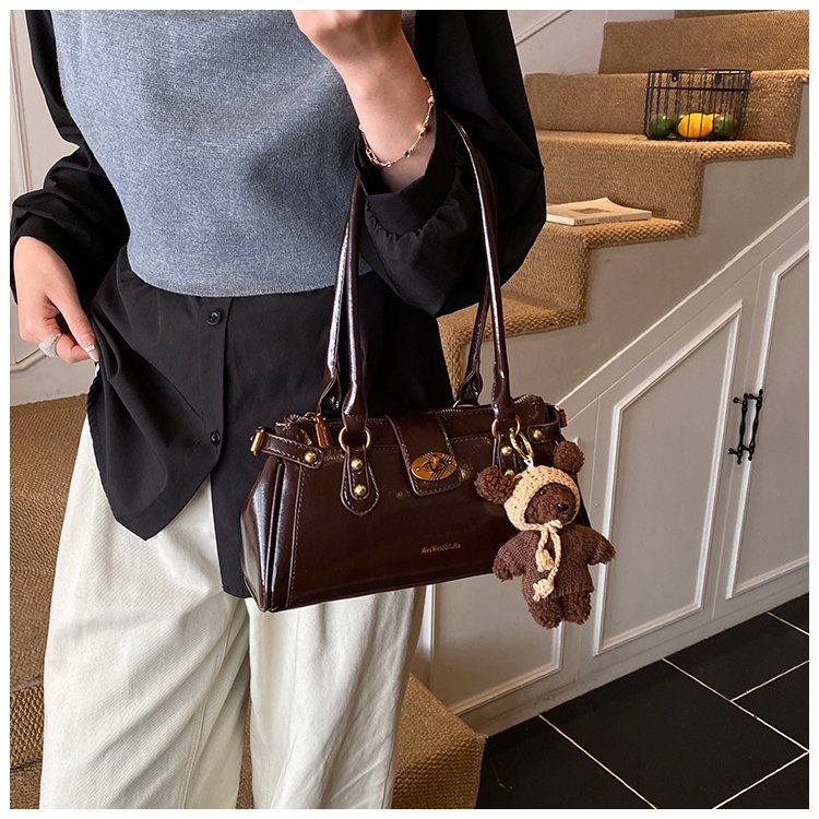 Women's PU Leather Buckle Barrel Bag detail 16