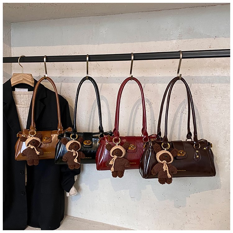 Women's PU Leather Buckle Barrel Bag detail 1