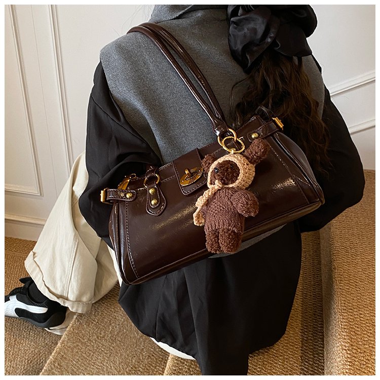 Women's PU Leather Buckle Barrel Bag detail 19