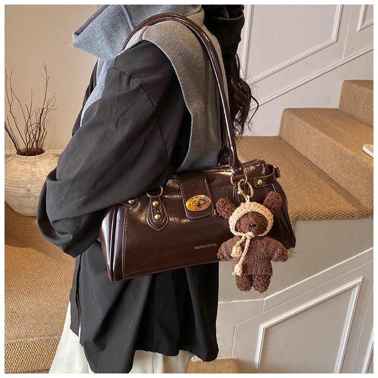 Women's PU Leather Buckle Barrel Bag detail 21