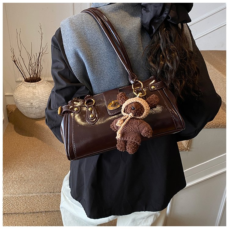 Women's PU Leather Buckle Barrel Bag detail 22