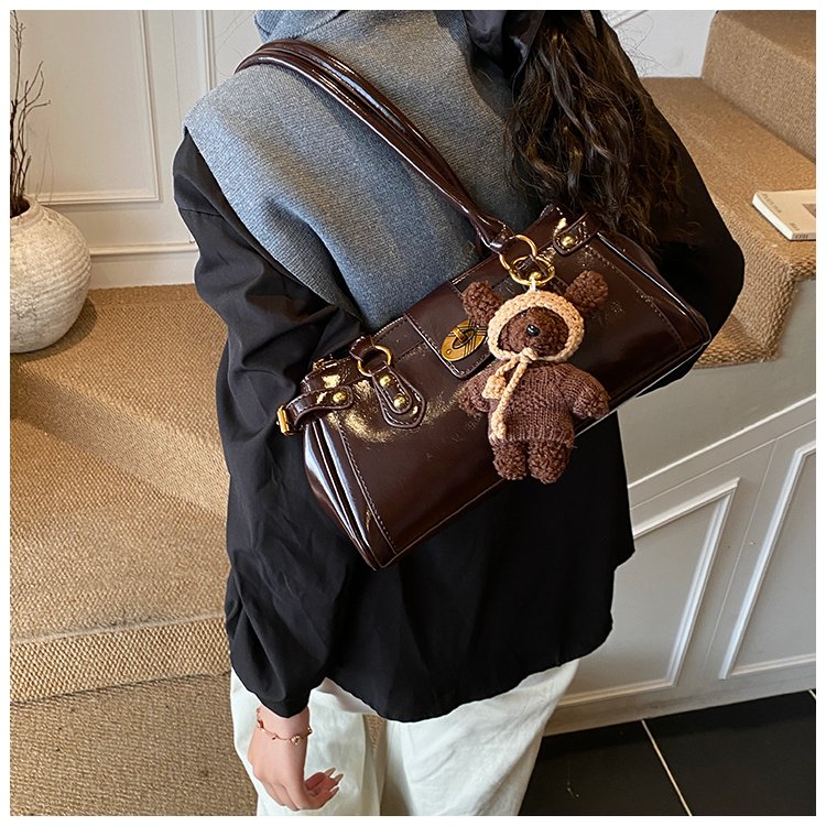 Women's PU Leather Buckle Barrel Bag detail 23