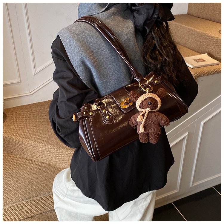 Women's PU Leather Buckle Barrel Bag detail 24