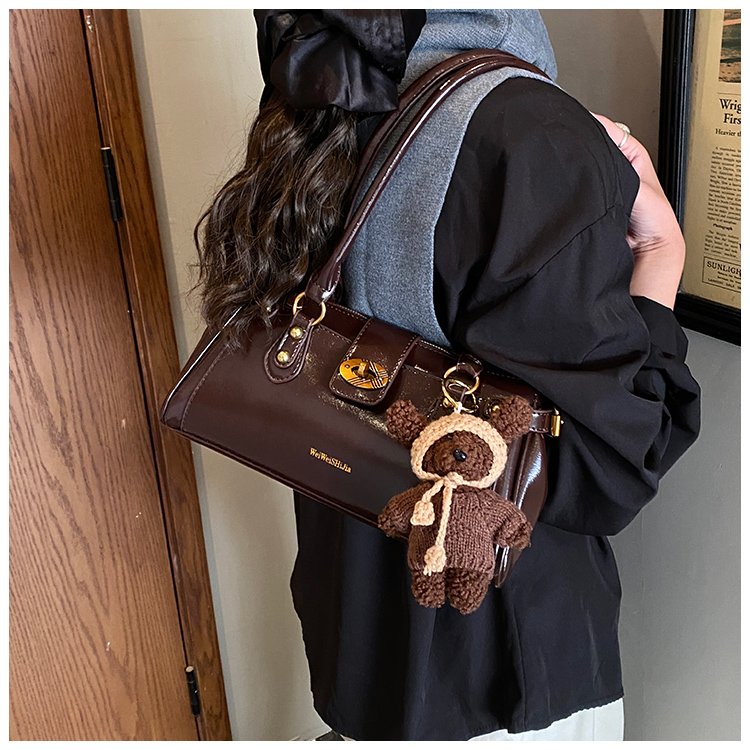Women's PU Leather Buckle Barrel Bag detail 25
