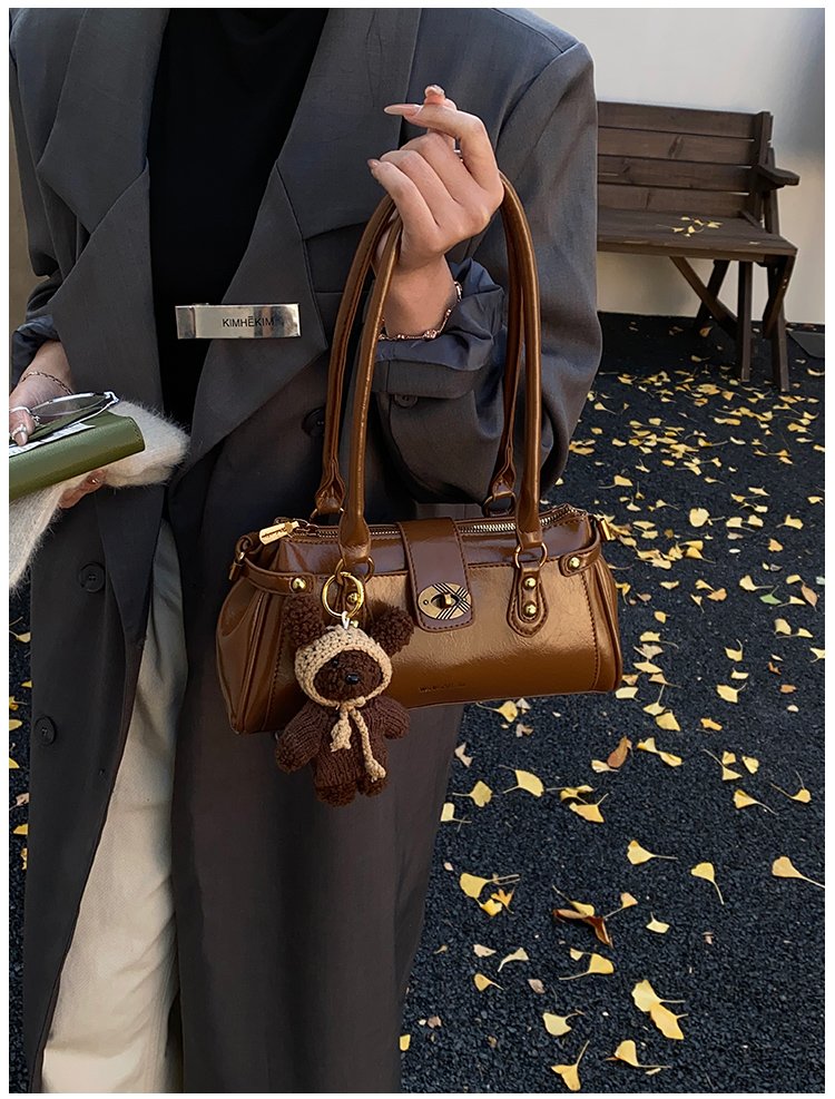 Women's PU Leather Buckle Barrel Bag detail 33