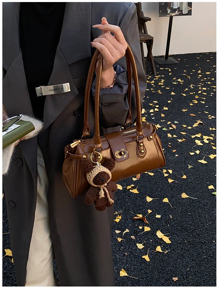 Women's PU Leather Buckle Barrel Bag detail 35