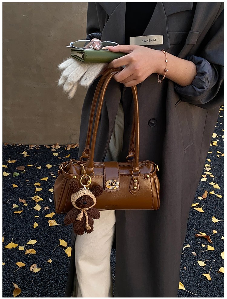 Women's PU Leather Buckle Barrel Bag detail 36