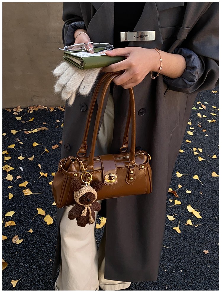 Women's PU Leather Buckle Barrel Bag detail 38