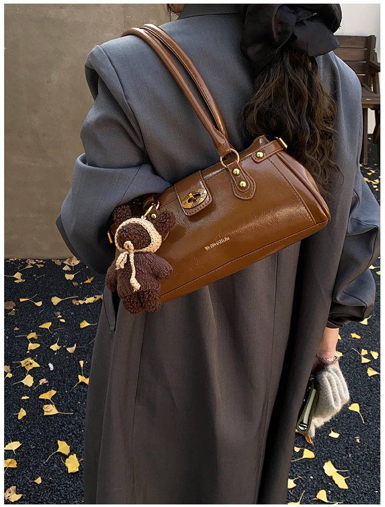 Women's PU Leather Buckle Barrel Bag detail 40