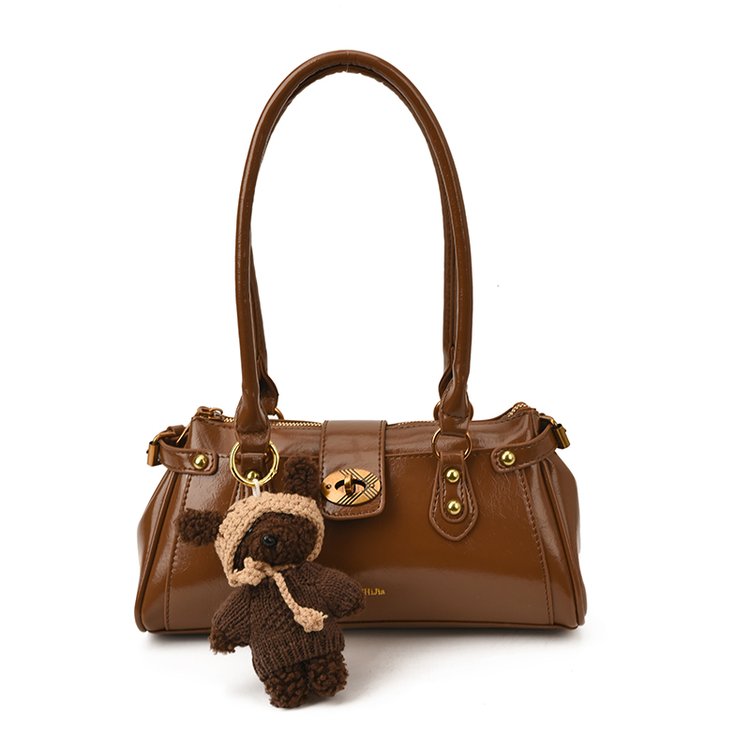 Women's PU Leather Buckle Barrel Bag view 4