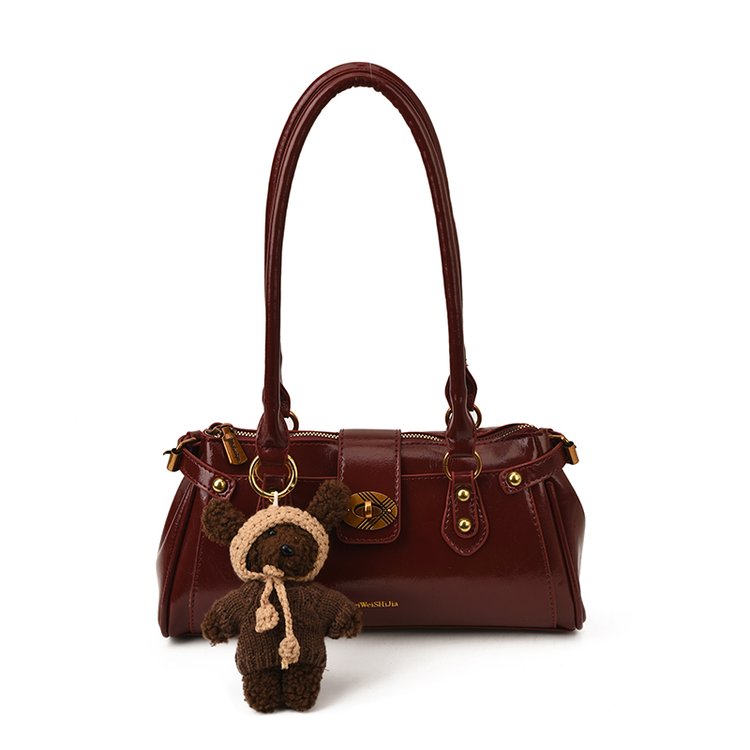 Women's PU Leather Buckle Barrel Bag view 5