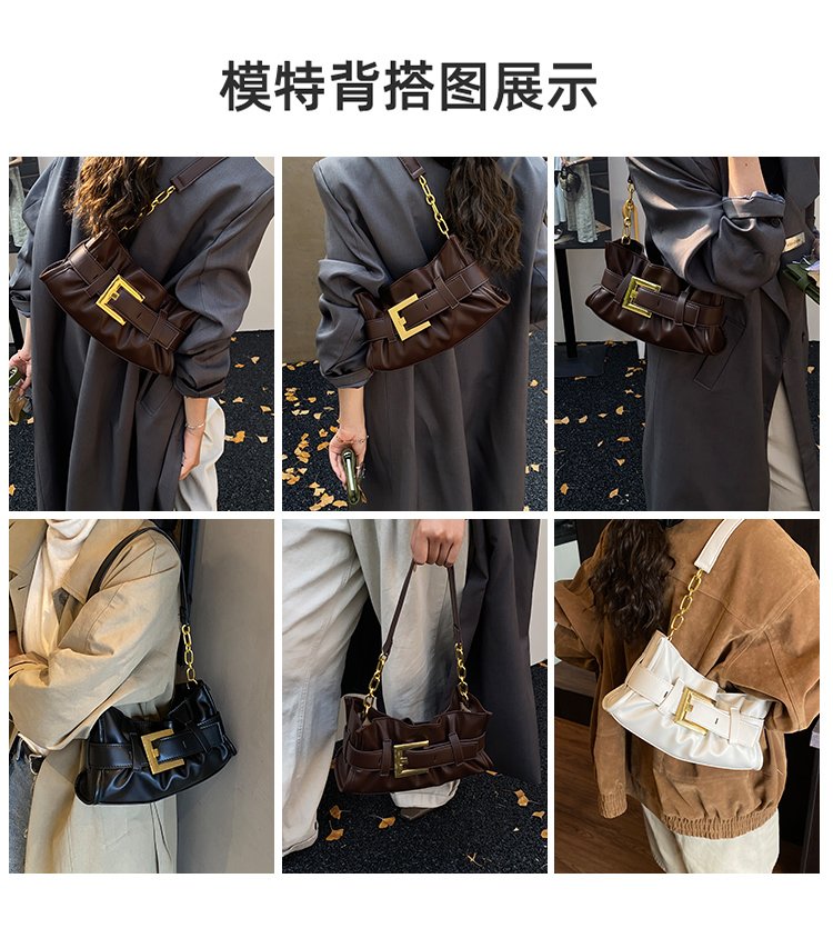 Women's PU Leather Buckle Shoulder Bag detail 3