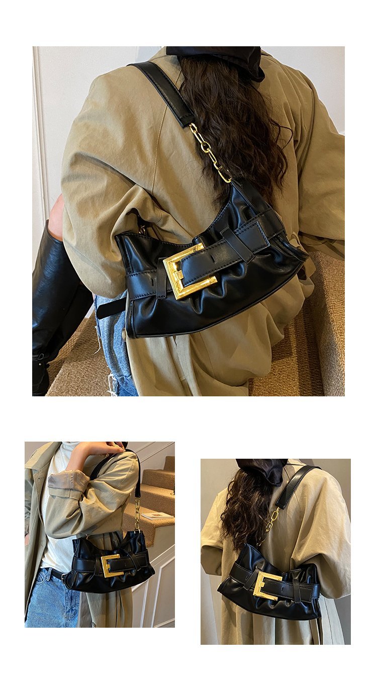 Women's PU Leather Buckle Shoulder Bag detail 4