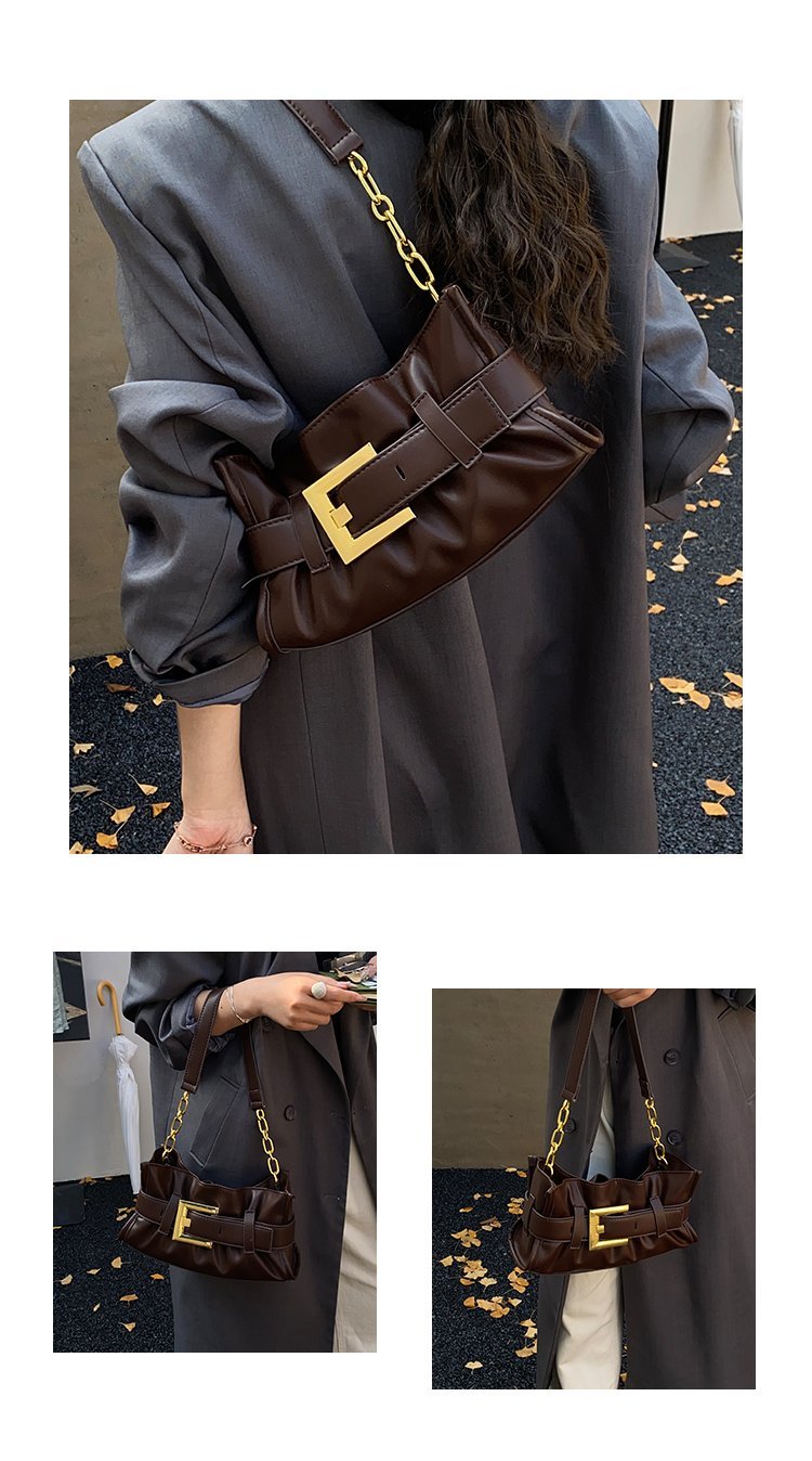 Women's PU Leather Buckle Shoulder Bag detail 6