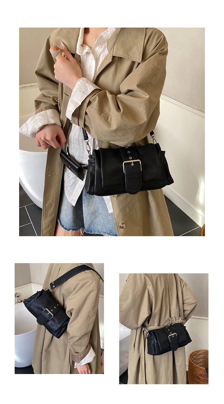 Women's PU Leather Buckle Shoulder Bag detail 5