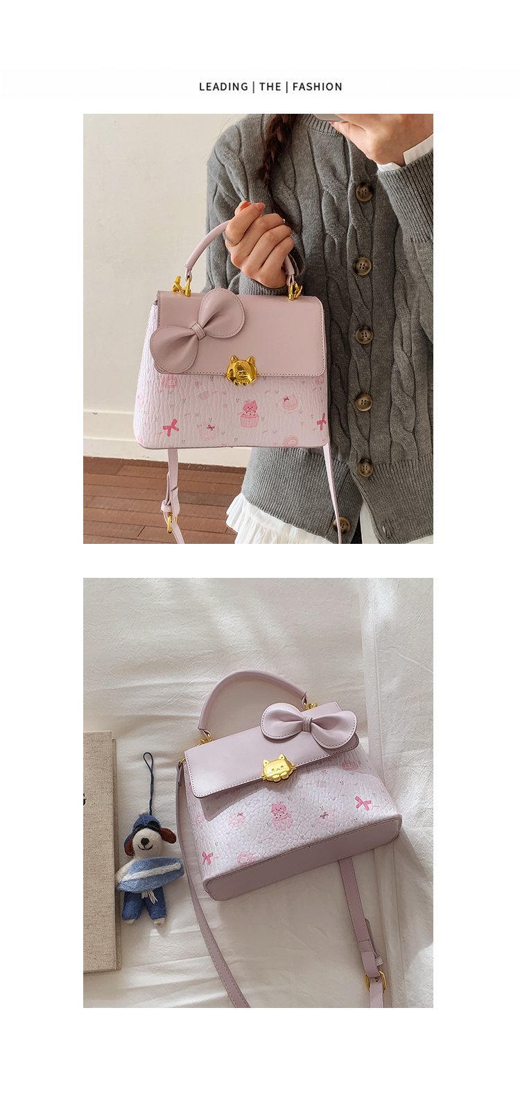 Women's PU Leather Buckle Top Handle Crossbody Bag detail 15