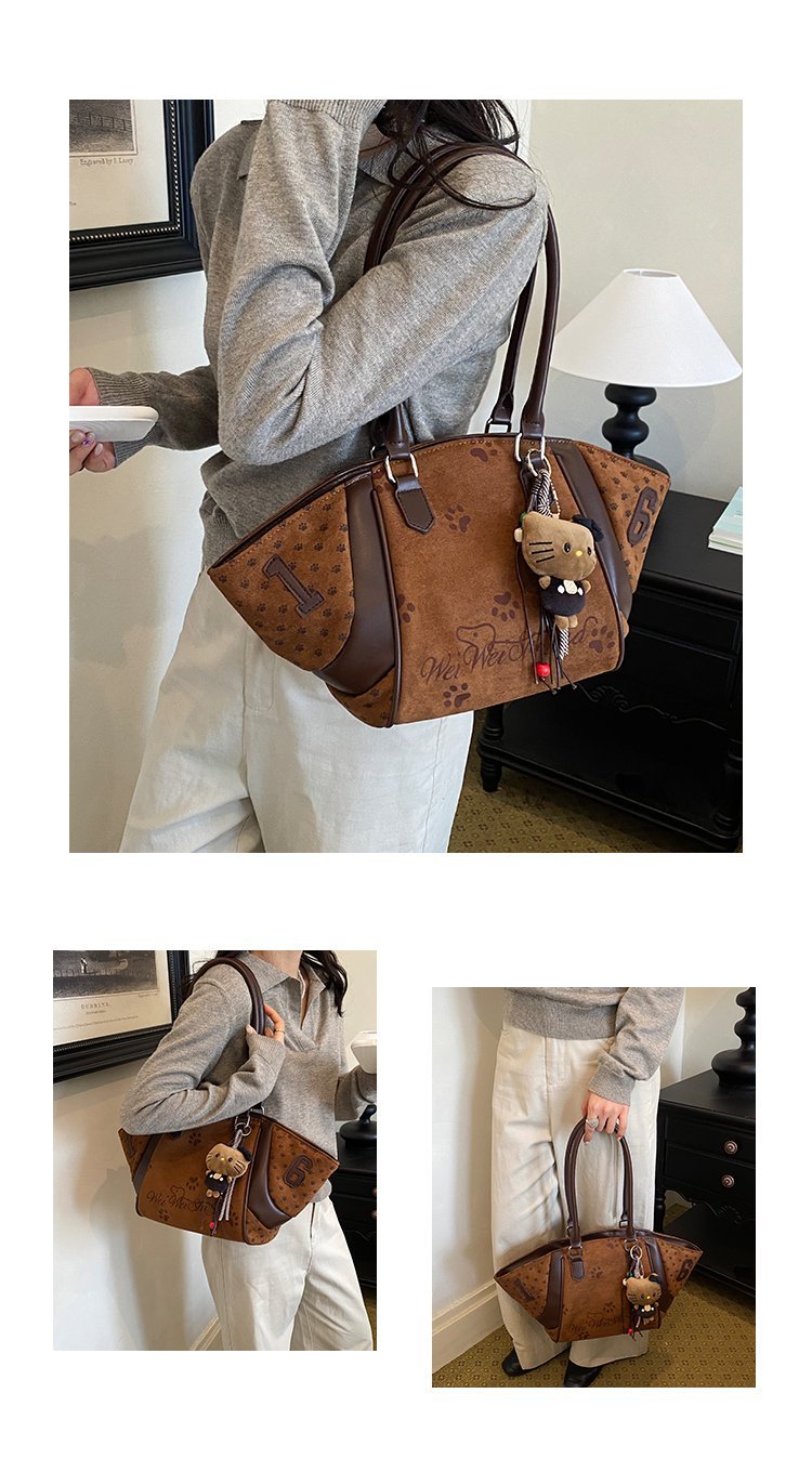 Women's Casual Cartoon Print Shell-Shaped PU Leather Handbag detail 10