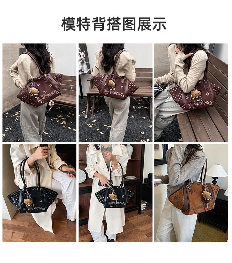 Women's Casual Cartoon Print Shell-Shaped PU Leather Handbag detail 6