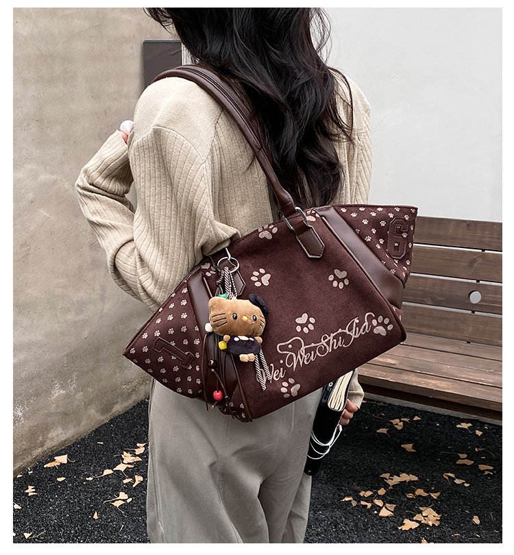 Women's Casual Cartoon Print Shell-Shaped PU Leather Handbag detail 7