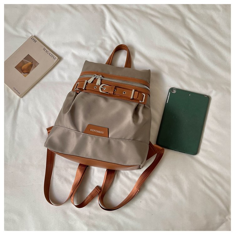 Unisex Casual Solid-Color Waterproof Fabric Backpack detail 12