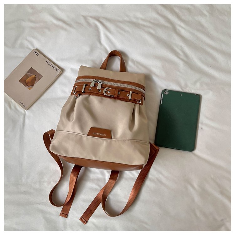 Unisex Casual Solid-Color Waterproof Fabric Backpack detail 14