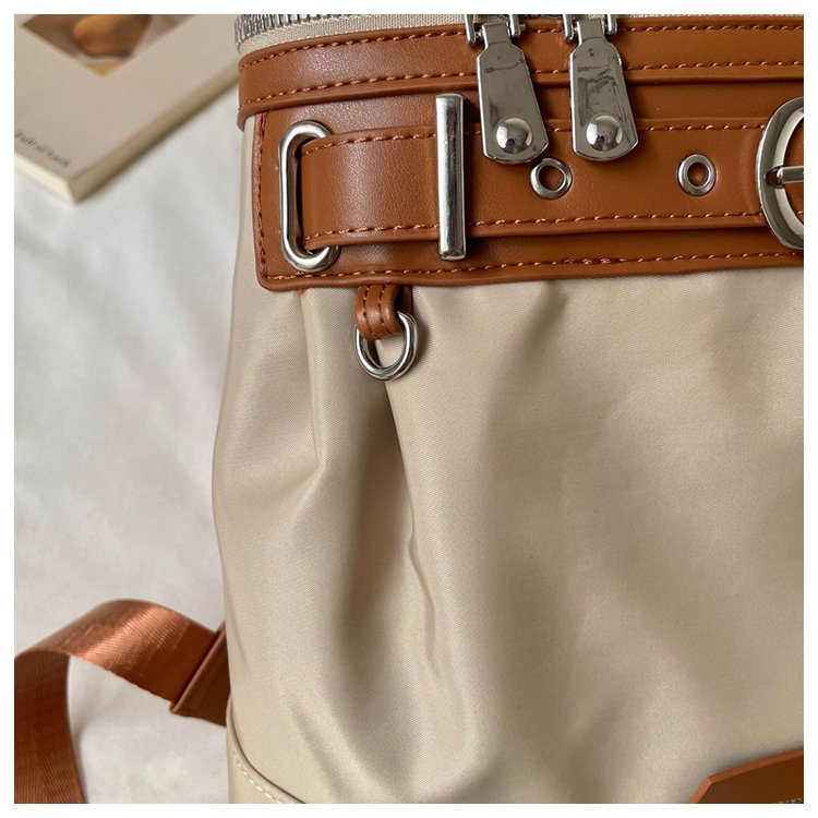 Unisex Casual Solid-Color Waterproof Fabric Backpack detail 16