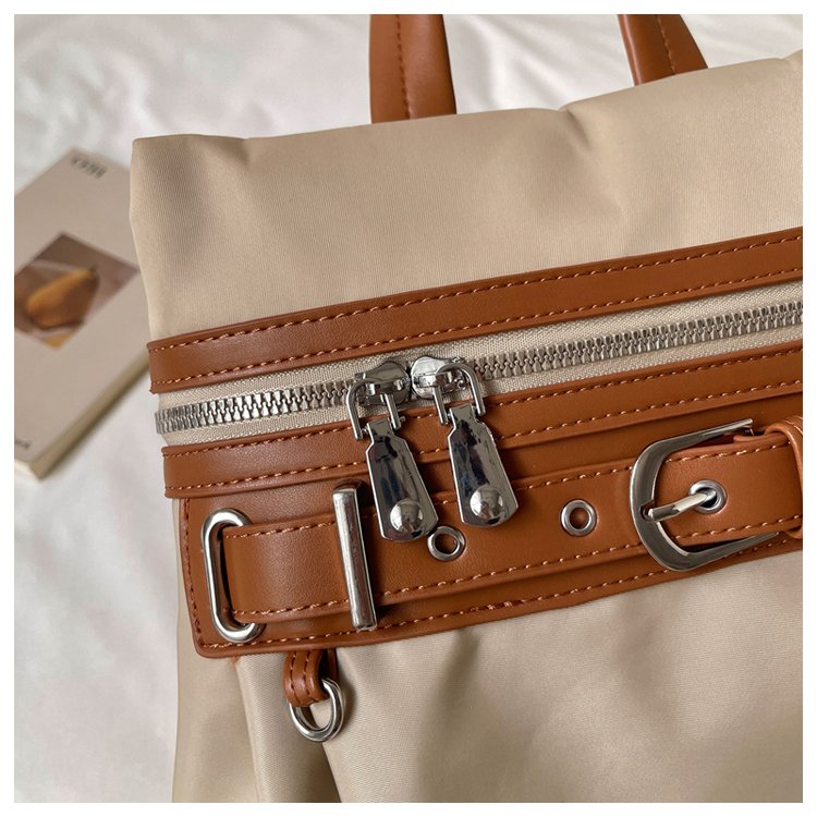 Unisex Casual Solid-Color Waterproof Fabric Backpack detail 17