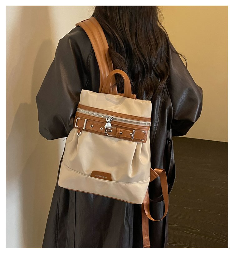 Unisex Casual Solid-Color Waterproof Fabric Backpack detail 1
