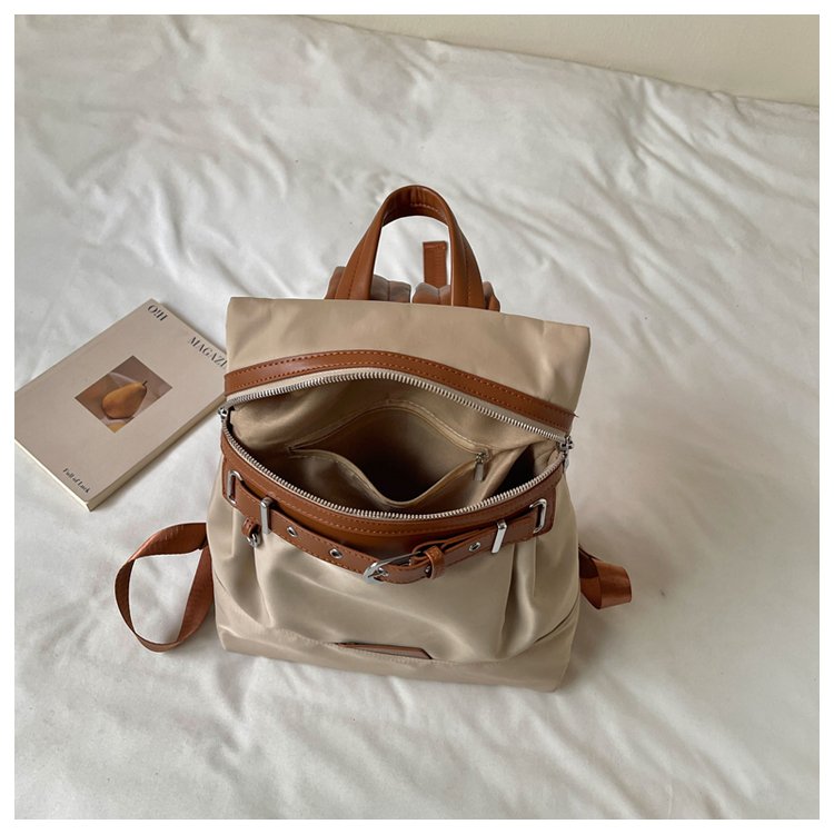 Unisex Casual Solid-Color Waterproof Fabric Backpack detail 29
