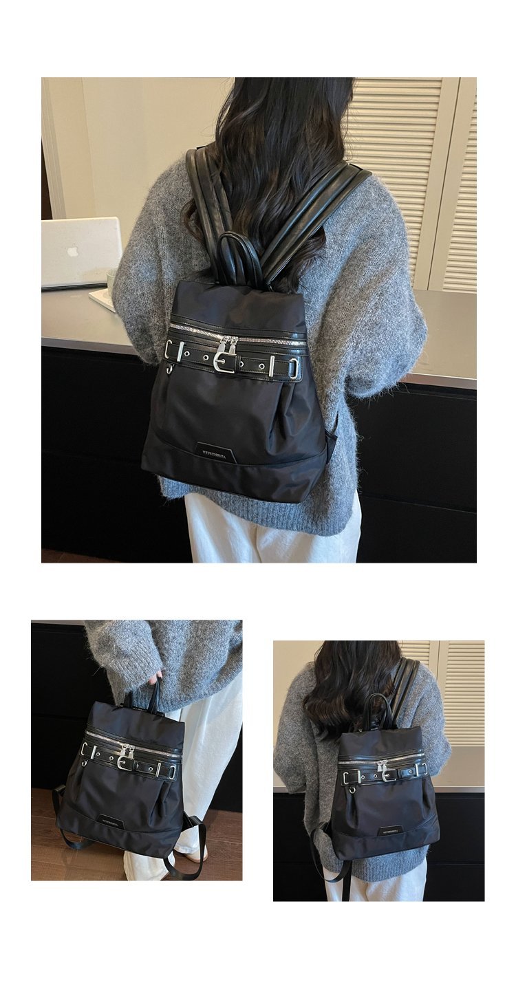 Unisex Casual Solid-Color Waterproof Fabric Backpack detail 32