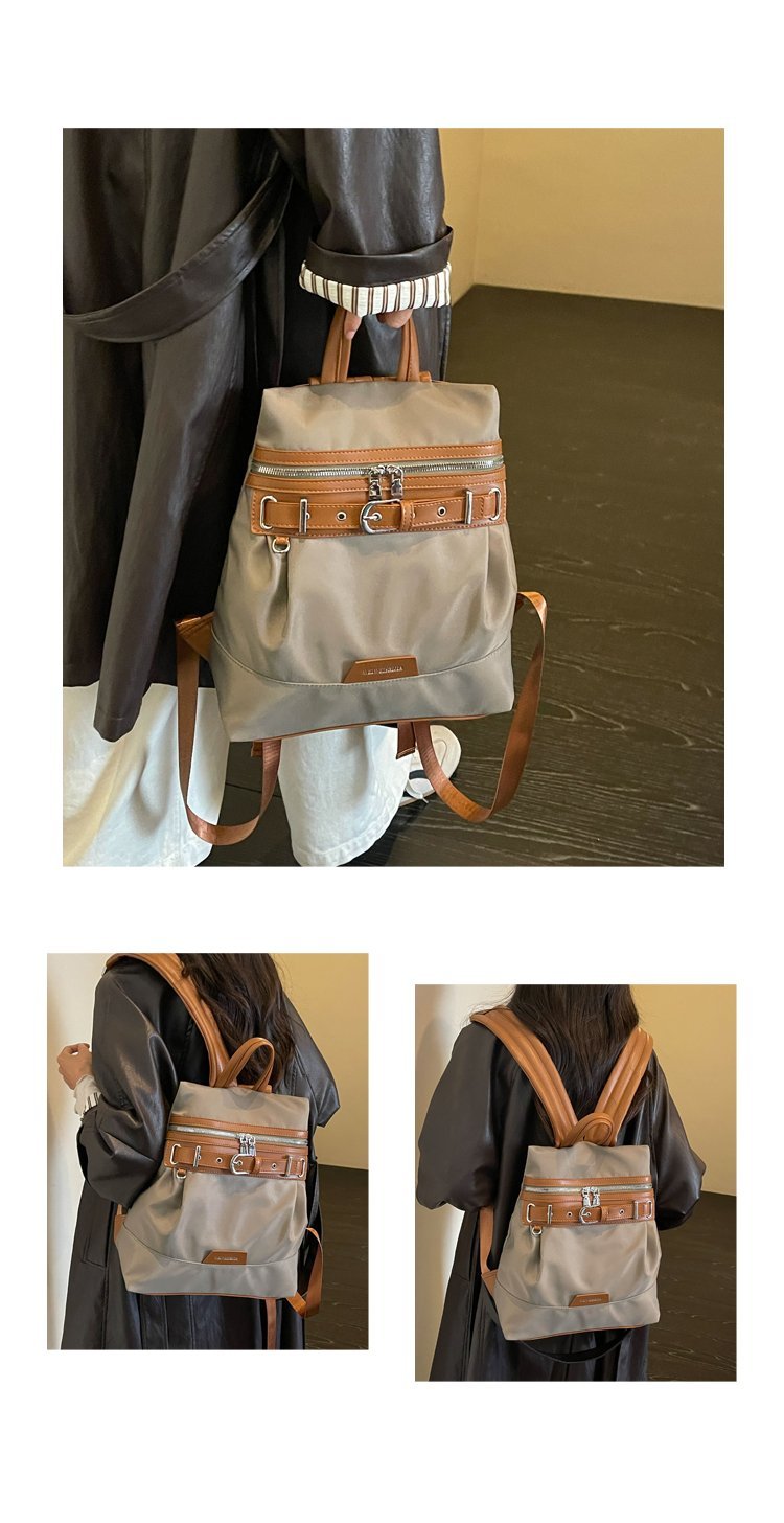 Unisex Casual Solid-Color Waterproof Fabric Backpack detail 33
