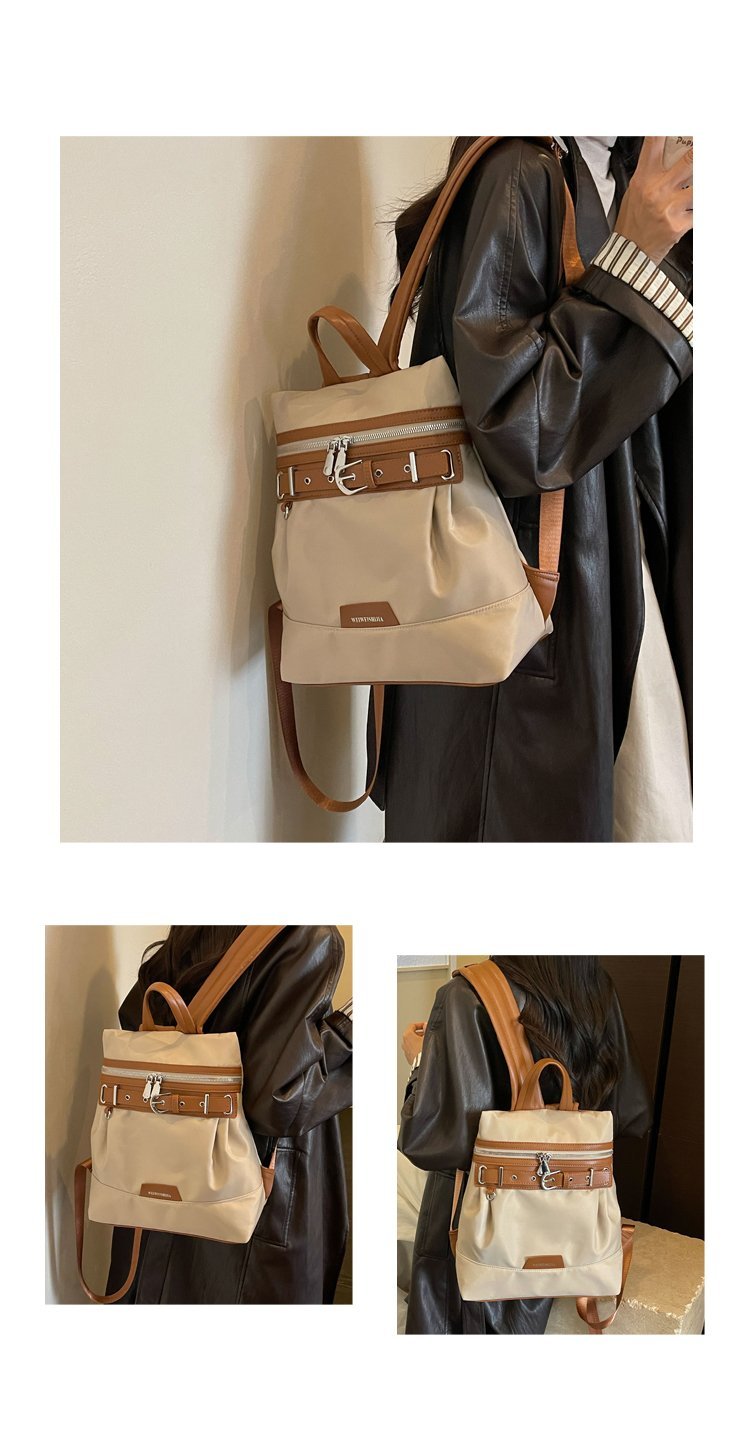 Unisex Casual Solid-Color Waterproof Fabric Backpack detail 34