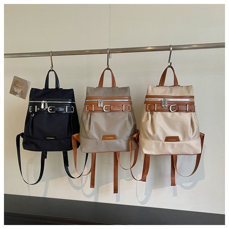 Unisex Casual Solid-Color Waterproof Fabric Backpack detail 35