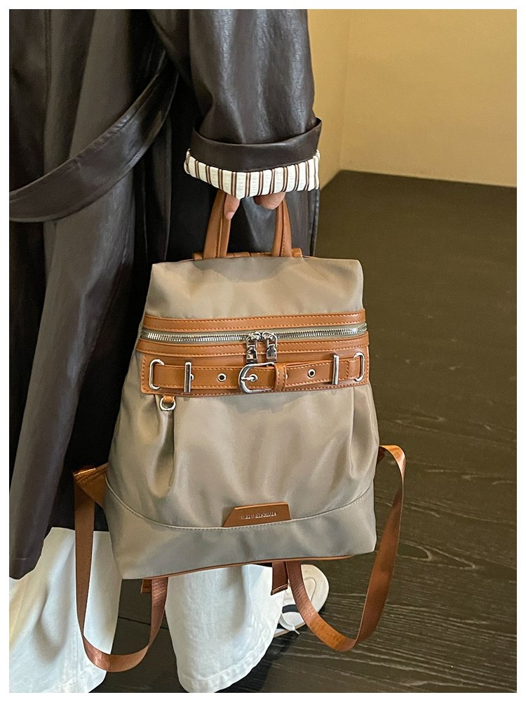Unisex Casual Solid-Color Waterproof Fabric Backpack detail 36