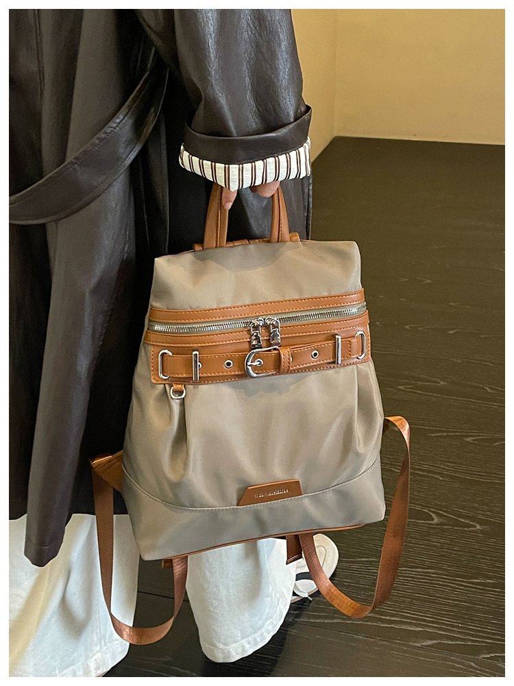 Unisex Casual Solid-Color Waterproof Fabric Backpack detail 37