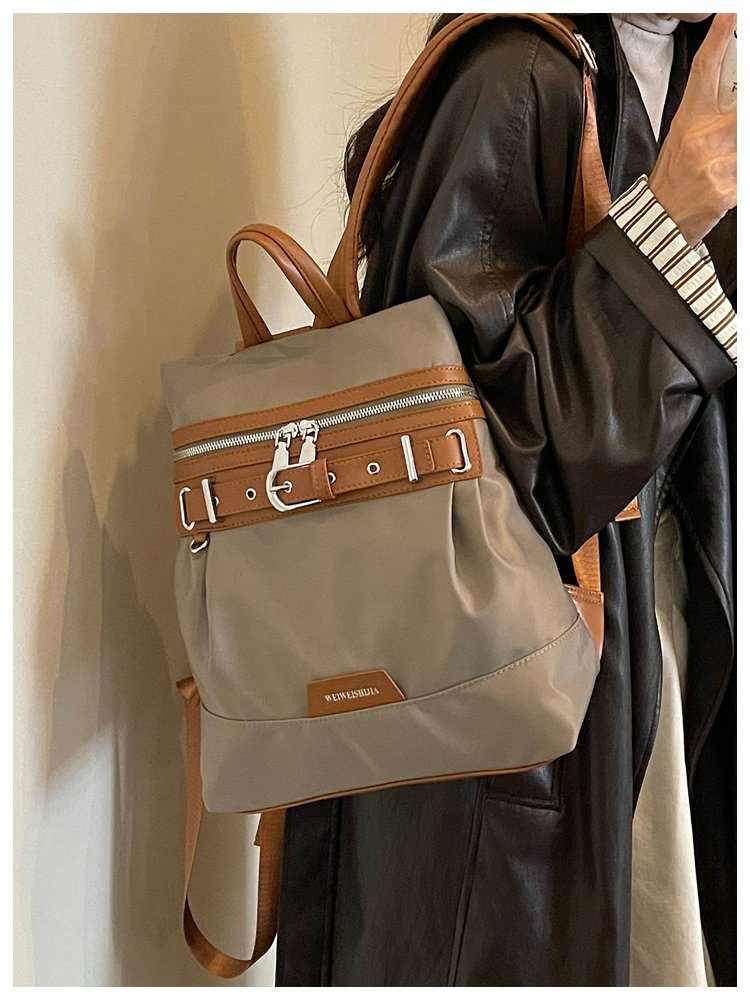 Unisex Casual Solid-Color Waterproof Fabric Backpack detail 38