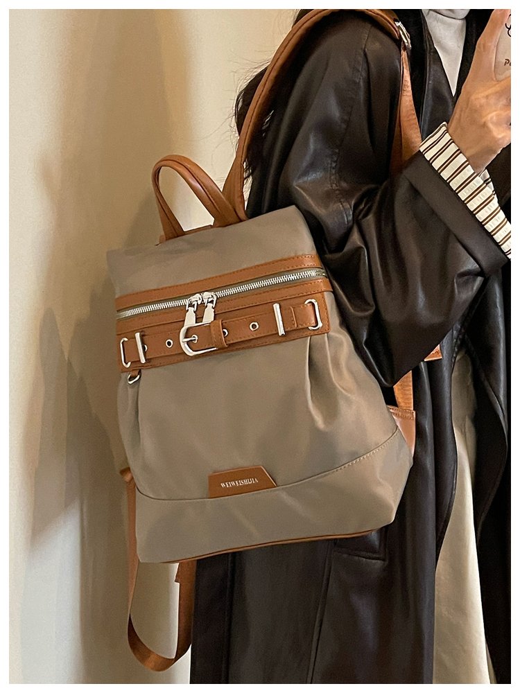 Unisex Casual Solid-Color Waterproof Fabric Backpack detail 39