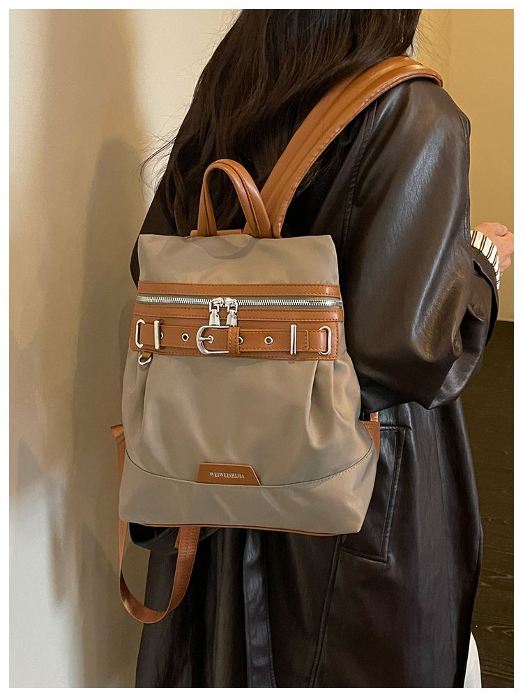 Unisex Casual Solid-Color Waterproof Fabric Backpack detail 40