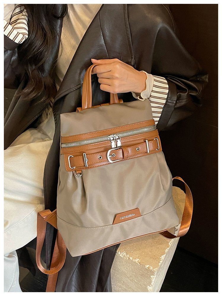 Unisex Casual Solid-Color Waterproof Fabric Backpack view 3