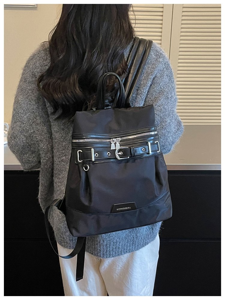 Unisex Casual Solid-Color Waterproof Fabric Backpack view 4