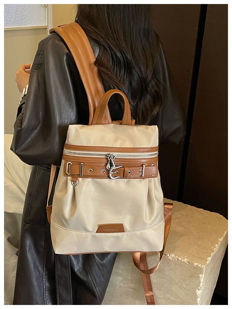 Unisex Casual Solid-Color Waterproof Fabric Backpack view 1