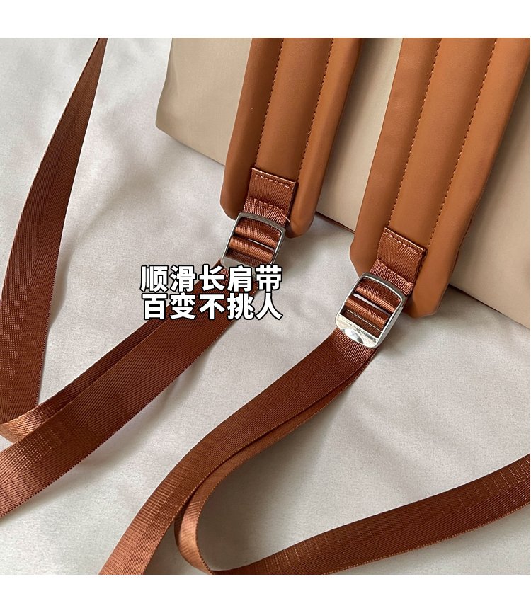 Unisex Casual Solid-Color Waterproof Fabric Backpack detail 5