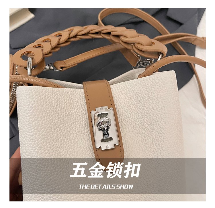 Women's PU Leather Chain Handle Bucket Bag detail 9