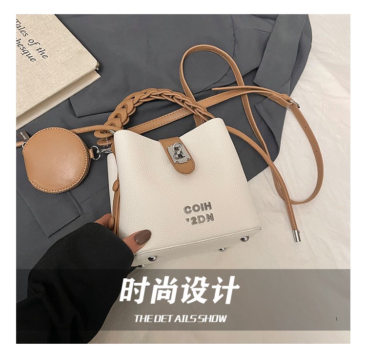 Women's PU Leather Chain Handle Bucket Bag detail 10
