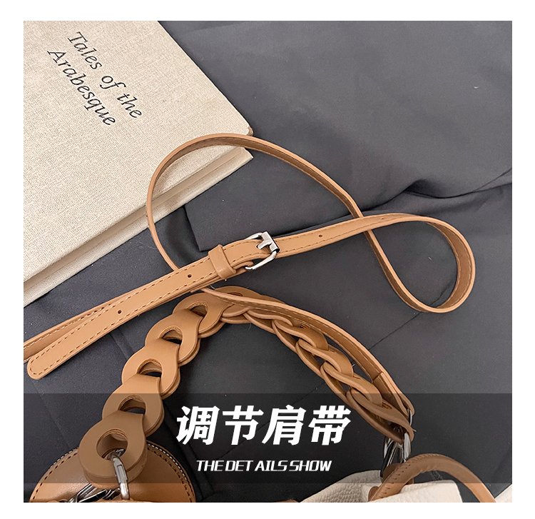 Women's PU Leather Chain Handle Bucket Bag detail 11